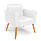 Poltrona Sala Decorativa Marisa Pé Palito Castanho Sintético