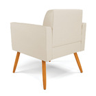 Poltrona Sala Decorativa Marisa Pé Palito Castanho Sintético