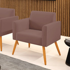 Poltrona Sala Decorativa Marisa Pé Palito Castanho Veludo D03