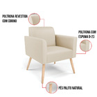 Poltrona Sala Decorativa Marisa Pé Palito Natural Sintético D