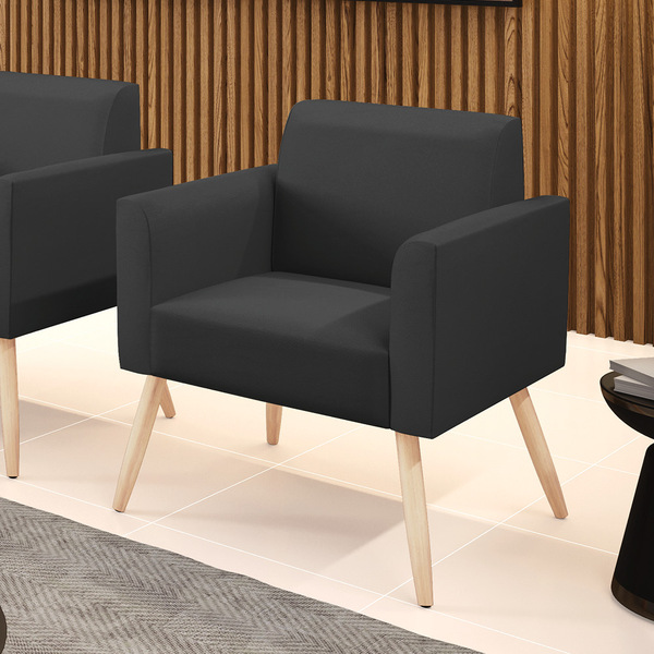 Poltrona Sala Decorativa Marisa Pé Palito Natural Sintético D