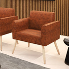 Poltrona Sala Decorativa Marisa Pé Palito Natural Sintético P