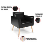 Poltrona Sala Decorativa Marisa Pé Palito Natural Sintético P