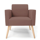 Poltrona Sala Decorativa Marisa Pé Palito Natural Veludo D03