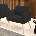 Poltrona Sala Decorativa Marisa Pé Palito Natural Veludo D03