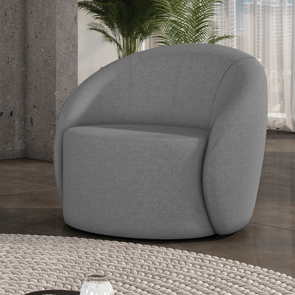 Poltrona Sala Decorativa Orgânica Giratória Lua Linho D03 - D