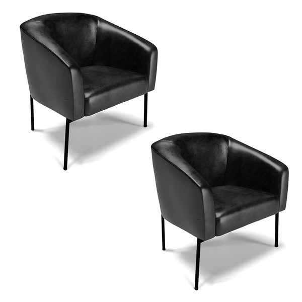 Poltrona Sala Decorativa Pé De Ferro Preto Kit 2 Stella Sinté