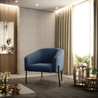 Poltrona Sala Decorativa Pé De Ferro Preto Kit 2 Stella Suede