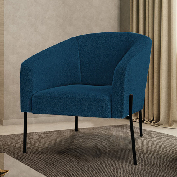 Poltrona Sala Decorativa Pé De Ferro Preto Stella Bouclê D03