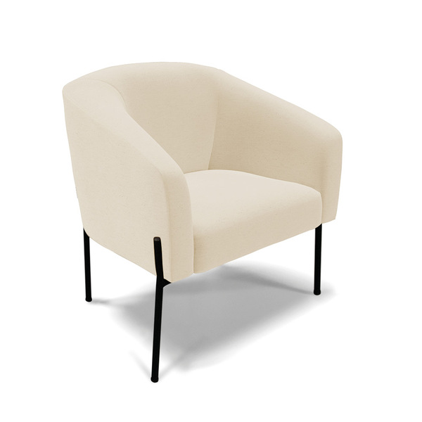 Poltrona Sala Decorativa Pé De Ferro Preto Stella Linho D03 -