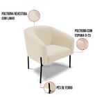 Poltrona Sala Decorativa Pé De Ferro Preto Stella Linho D03 -