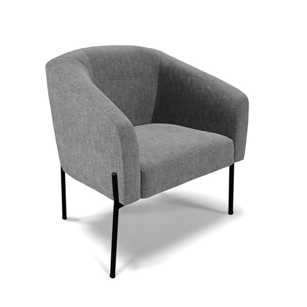 Poltrona Sala Decorativa Pé De Ferro Preto Stella Linho D03 -