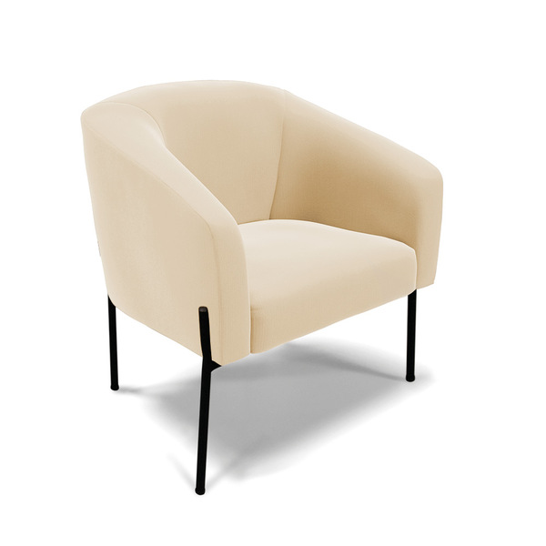 Poltrona Sala Decorativa Pé De Ferro Preto Stella Suede Bege