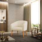 Poltrona Sala Decorativa Pé Palito Natural Kit 2 Stella Linho