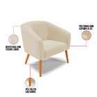 Poltrona Sala Decorativa Pé Palito Natural Kit 2 Stella Linho