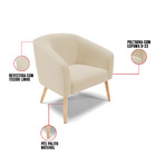 Poltrona Sala Decorativa Pé Palito Natural Kit 2 Stella Linho