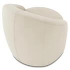 Poltrona Sala Decorativa Redonda 91cm Steve Veludo Bege I01