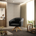 Poltrona Sala Decorativa Stella Base De Madeira Giratória Sin