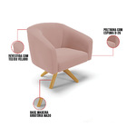Poltrona Sala Decorativa Stella Base De Madeira Giratória Vel