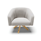 Poltrona Sala Decorativa Stella Base De Madeira Giratória Vel