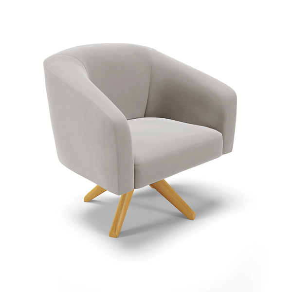 Poltrona Sala Decorativa Stella Base De Madeira Giratória Vel