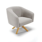 Poltrona Sala Decorativa Stella Base De Madeira Giratória Vel