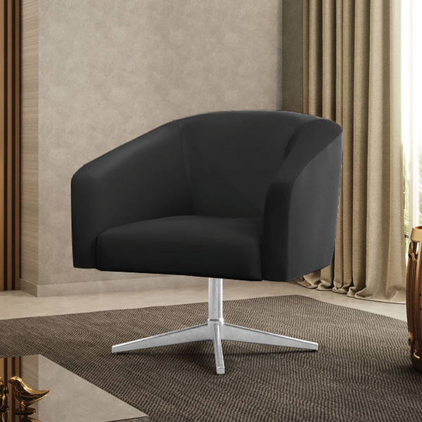 Poltrona Sala Decorativa Stella Base Giratória Cromada Sintét