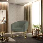 Poltrona Sala Decorativa Stella Base Industrial Dourado Boucl