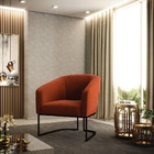 Poltrona Sala Decorativa Stella Base Industrial Preto Bouclê