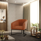 Poltrona Sala Decorativa Stella Base Industrial Preto Sintéti