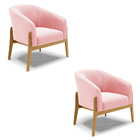 Poltrona Sala Decorativa Stella Base Madeira Suede D03 - D'ro