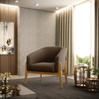 Poltrona Sala Decorativa Stella Base Madeira Suede D03 - D'ro