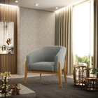 Poltrona Sala Decorativa Stella Base Madeira Suede D03 - D'ro