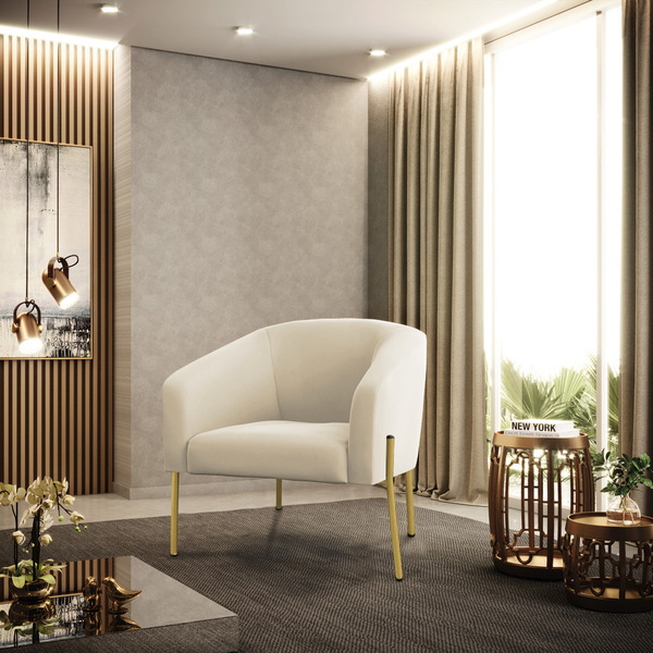 Poltrona Sala Decorativa Stella Pé De Aço Dourado Veludo D03