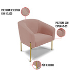 Poltrona Sala Decorativa Stella Pé De Aço Dourado Veludo D03