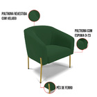 Poltrona Sala Decorativa Stella Pé De Aço Dourado Veludo D03