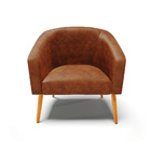 Poltrona Sala Decorativa Stella Pé Palito Castanho Sintético