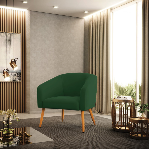 Poltrona Sala Decorativa Stella Pé Palito Castanho Veludo D03