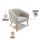 Poltrona Sala Decorativa Stella Pé Palito Castanho Veludo D03