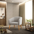 Poltrona Sala Decorativa Stella Pé Palito Castanho Veludo D03