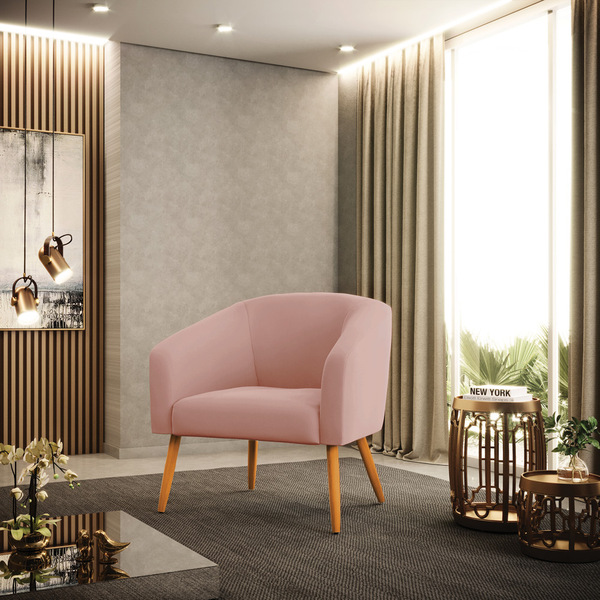 Poltrona Sala Decorativa Stella Pé Palito Castanho Veludo D03