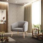 Poltrona Sala Decorativa Stella Pé Palito Natural Veludo D03