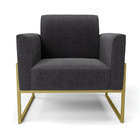 Poltrona Sala Estar Industrial Alta Dourado Kit 2 Marisa Bouc