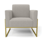 Poltrona Sala Estar Industrial Alta Dourado Kit 2 Marisa Bouc