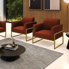 Poltrona Sala Estar Industrial Alta Dourado Kit 2 Marisa Bouc