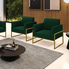 Poltrona Sala Estar Industrial Alta Dourado Kit 2 Marisa Bouc