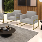 Poltrona Sala Estar Industrial Alta Dourado Kit 2 Marisa Bouc