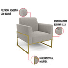 Poltrona Sala Estar Industrial Alta Dourado Kit 2 Marisa Bouc