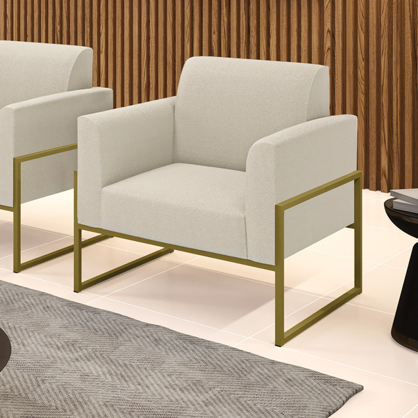 Poltrona Sala Estar Industrial Alta Dourado Marisa Bouclê - B