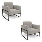 Poltrona Sala Estar Industrial Alta Preto Kit 2 Marisa Bouclê